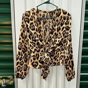 Privy Animal Print Tie-Front Blouse